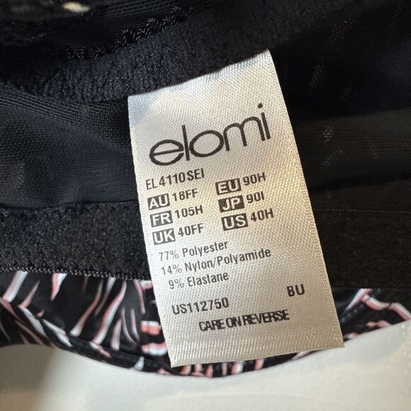 Elomi Morgan Banded Underwire Stretch Lace Bra Women's Size 40H (1) Black Pink - Picture 14 of 15